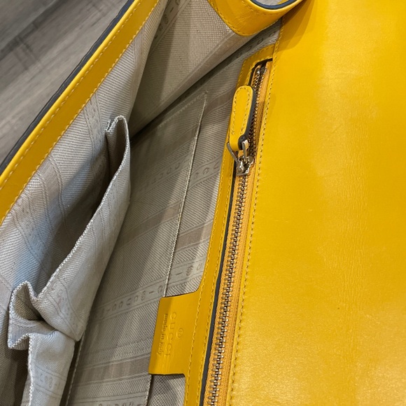 Gucci Bright Yellow Diamante Leather Large Flap Clutch - Picture 6 of 13